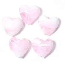 5颗/包 彩色卡通爱心条纹玻璃珠，15x15.5毫米竖孔珠，适用于项链、手机链、DIY手链、耳环、钥匙扣等饰品制作 - 愛心條紋珠 - 查看 15