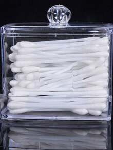 1pc Creative Mini Makeup Brush Holder Storage Box, Plastic Transparent Acrylic Covered Vanity Desk Organizer - Multicolor - View 7