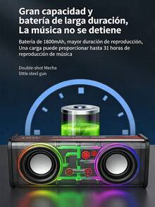 Altavoz Bluetooth portátil inalámbrico, batería de larga duración de 2000 mAh con iluminación RGB, compatible con teléfonos móviles, tabletas y televisores. Potente subwoofer, ideal para coches, actividades al aire libre, acampadas, playa y fiestas Los colores se envían al azar. - Multicolor - Ver 7