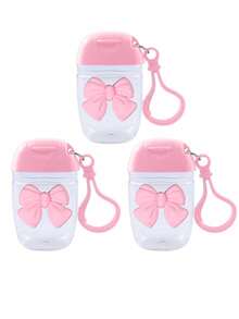 3pcs Set - Pink (30ml) Transparent Alcohol Spray Bottle, Pink Bow Hand Sanitizer Bottle, Travel Hanging Hook Keychain, Pink Flip Cap, With 3D Bow Design Hand Sanitizer/Perfume Bottle - Multicolor - View 10