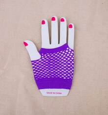 Guantes de tul de moda para mujer, elásticos, transpirables, suaves y amigables con la piel, versátiles para novia, boda, fiesta, club, atuendo de actuación y accesorios - Medio dedo - rojo - Ver 18