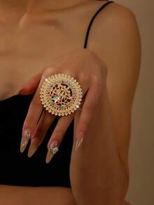 1 件时尚奢华简约花朵开口戒指，日常/派对/婚礼佩戴情人节、妈妈、母亲、母亲节、礼物 - 2 - 查看 6