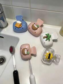 Bộ 4/1 Hộp đựng bàn chải đánh răng Beach Series - Bộ đựng bàn chải đánh răng du lịch tẩm Dopamine - Hộp bảo vệ bàn chải đánh răng chống bụi, thích hợp cho gia đình/du lịch, vỏ bọc bàn chải đánh răng, hộp đựng bàn chải đánh răng - Nhiều màu - Xem 3