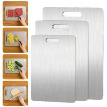 3pcs Stainless Steel Cutting Board Set, Double-Sided Chopping Board, Hygienic & Durable Non-Stick Cutting Board For Meat, Vegetables, Fruits - Silver - View 8