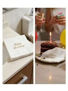 40张/包一次性纸巾（带生日标语），简约标语图案一次性纸巾，适合生日派对和圣诞节场合。