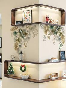 2pcs Removable Plant Leaf Wall Stickers, Bedroom Wall Vine Decals - 69243-pale Shadow - View 7