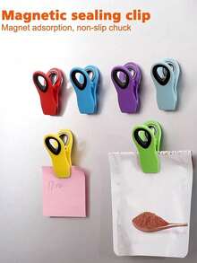 3pcs Multi-Functional Magnetic Sealing Clips, Moisture-Proof Food Preservation Clips, Refrigerator Magnets, Kitchen Household - Multicolor - View 4