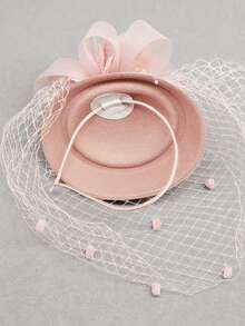 1 Peça Fascinadores Chapéus para Mulheres Chapéu Pillbox Anos 20, 30 e 50 Chapéu Vintage Cartola Flor Véu Chapéu de Chá de Casamento - Rosa empoeirado - Visão 5