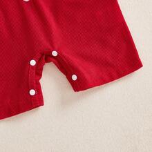 Baby Boy Valentines Day Outfit Lover Letter Print Romper Toddler Boys One Piece Jumpsuit Corduroy Overalls 0-3Y . Valentines Day Baby Boy Knit Romper, My First Valentines Day Baby Boy Overalls - 紅色 - 查看 7