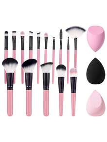18PCS Makeup Tools Set Including:15PCS Makeup Brush Set+3PCS Makeup Sponges - Multicolor - View 11