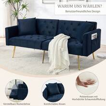 Sofa Bed Mattress - Blue + Velvet - View 2