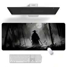 Mousepad de Aquarela Samurai - Tapete de Teclado e Mouse de Tamanho Grande, Pode Ser Usado como Protetor de Mesa, Tapete de Estudo ou Tapete de Teclado. Múltiplos Tamanhos Disponíveis, 15,7*35,4 Polegadas (40*90 Cm). Um Presente de Aniversário e Feriado Ideal - Este Tapete de Teclado de Computador e Laptop é Adequado para Jogadores, Trabalhadores de Escritório e Estudantes. A Frente Apresenta um Material Suave e Macio de Alta Qualidade para um Toque Confortável - B - Visão 6