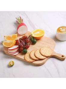 1pc Fashionable Oak Cutting Board - Wooden Kitchen Chopping Board, Stylish Long Handle, Solid Wood, For Fruit/Meat, Cheese, Bread, Vegetables And Produce - Butcher Block - Apricot - View 5