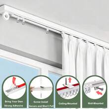 4-In-1 Self-Adhesive + Punch Hole Dual Fixing Curtain Track System - Ceiling/Wall Mountable, Freely Combinable, Easy Installation, Suitable For Bathroom, Windows, Room Dividers, Cabinets And More Scenarios - Adhesive and Drillable Installation Model - View 3