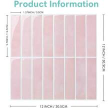 2D Flat Non-3D Self-Adhesive Light Pink Herringbone Style Wall Tiles, Suitable For Bathroom And Kitchen - 1/10/30pcs (Size: 12" * 12"), Waterproof, Oil-Proof, Splash-Proof. Suitable For Kitchen, Bathroom, Rental Unit Renovation, Washroom And Other Indoor Space Wall Decoration. - Baby Pink - View 7