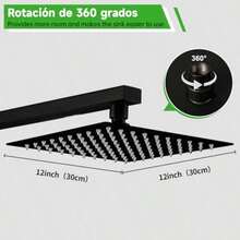 R-SOLVEX Cazal de Duca de a 12 Pulgadas adera Cuadrada para Baño Caza de Duca de Baño adera Acero Inoxidable Acabado Negro SP-50022-3 - 1 - Ver 2
