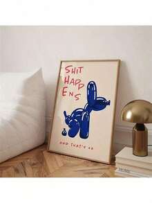 1pc Unframed Contemporary Canvas Poster, Inspirational Blue & Red Printed Artwork, Balloon Dog Print Canvas Wall Art, Artistic Painting Wall Decor, Can Be Given As Birthday Gift, Bedroom, Office, Living Room, Wall Decoration, Home And Dorm Decor Gifts Graduation - Multicolor - View 14