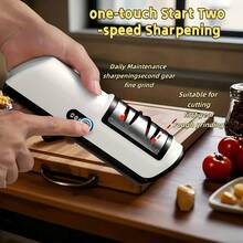 Professional USB Rechargeable Electric Knife Sharpener - 20° Straight Edge Dual-Stage Sharpening | 1200mAh Large Capacity Battery, Suitable For Kitchen Knife Grinding And Polishing - Applicable To Chef's Knife, Slicing Knife, Santoku Knife, Peeling Knife And Ceramic Knife - Ideal Choice For Home Kitchen, Professional Restaurant And Cooking Enthusiasts - Multicolor - View 3