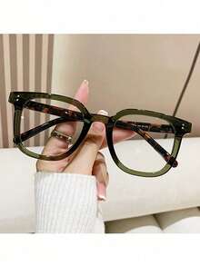 女士圆脸眼镜，大框，简约纤薄平框 - 彩色 - 查看 3