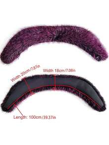 3pc  Fabric    Elegant    None    Fur Collar And Cuffs  Autumn And Winter - 中紫紅色 - 查看 3