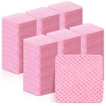 100pcs Cotton Pads, Lint-Free Non-Woven Fabric, Used For Removing Eyelash Extension Glue And Nail Polish - Pink - View 9