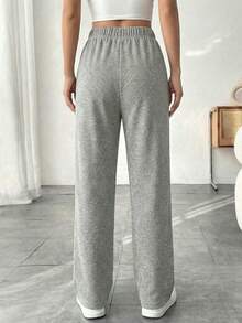 Quần dài dệt kim kiểu waffle cho bé gái và thiếu niên, quần ống rộng thoáng khí, dáng suông, thích hợp cho mùa xuân hè. - Màu Xám nhạt - Xem 4