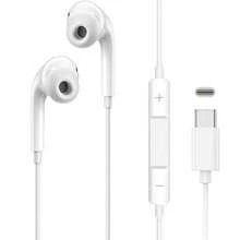 FCV 1副USB-C接口耳机，内置线控，有线耳机，低音增强，Type-C接口，120mm线长，兼容 17/16/15、安卓手机和笔记本电脑，公对公连接器，支持音乐和通话控制 - 白色 - 查看 10