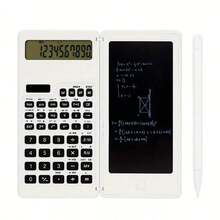 3-In-1 Scientific Calculator With Writing Pad, 10-Digit Dual Power (Solar + Battery) Foldable Student Calculator, Portable With Notebook Math Calculator - A - View 3