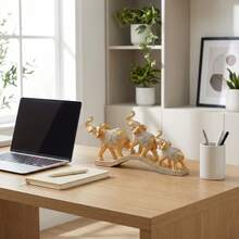 LUMIARTISAN Creative Elephant Statue Decor,  Elephant Sculpture For Home Entryway, European Style TV Stand Cabinet With Wine Rack For Living Room﻿ - 幸運象-3 - 查看 4