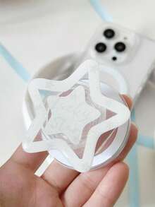 1pc INSL Blue Heart & Star Acrylic Resin Droplets Phone Stand, Foldable Portable Air Cushion Magnetic Phone Holder - Multicolor - View 9