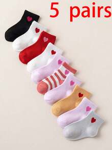 10双心形女婴袜子 - 可爱弹力柔软幼儿袜 - 彩色 - 查看 16