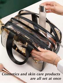 1PC Storage Bag Makeup Travel Bag Make Up[US-Based Shipping]  Brush Bag Toiletry Bag Transparent Made Of PVC Material, Hand-Held Toiletry Bag, Cosmetic Storage Bag, Beach Bag, Essential For Traveling Makeup Travel Toiletry Organizer Clear Essentials Gifts Storage Zipper Accessories Nail, Makeup Bags, Cosmetic Bag, Makeup Pouch, Bag, Vanity, Make Up Pouch Bag, Small Makeup Bag, Cosmetic Bag, Christmas Gifts, Pouch, Clutch / Small Handbag, Makeup Organizer, Pouch, Brush Holder, Mini Pouch, Large Capacity Pouch, Gifts Christmas Gifts, Gift Ideas For Women,Simple & Fashionable Makeup & Toiletry Bag With Handle, Storage Organizer,Solid Square Makeup Bag,Kitchen Essentials,Kitchen,Home Appliances,Valentine's Day,Valentines Gifts,Shoes,Travel Essential,Room Deocr,Storage,Bride Stuff,Travel Essential,Cruise Essentials,Beach Bag,Bedroom Furniture,Vacation Essentials,Makeup Bag,Home Décor,Jewelry Organzier,Kitchen Storage,Lonchera,Tissue Holder,Makeup Organzier,Key Holder,Storage Orangizer - 彩色 - 查看 3