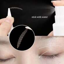 240 Water Activated Eyelid Tape Gift Tool Tweezers + Fork + Watering Can, Crescent-Shaped, Invisible Natural Double Eyelid Tape For Students, Home, Office, Travel And Outdoors, Eyeshadow First, Tape Then - Nude - View 3