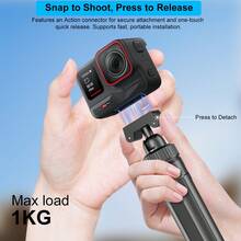 磁吸式快拆三脚架，多功能底座，双接口，可折叠磁吸支架，适用于 InSta ACE/ACEPRO/ACE PRO2/X4/X5 相机 - 黑色 - 查看 5