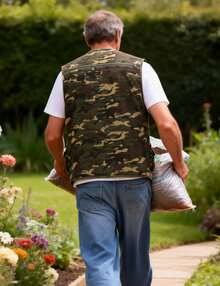 Men's Cotton Outdoor Utility Camouflage Multi-Pockets Fishing Garden Working Photography Vest Jacket - 軍綠色 - 查看 3