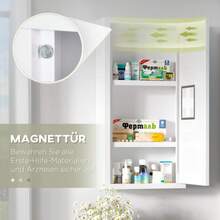The Medicine Cabinet And First Aid Cabinet Are White, With 3 Internal Compartments And A Magnetic Closure, Used For Storing Medicines, With Dimensions Of 40x15x53.5 Centimeters. - White - View 8