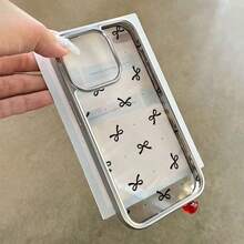 1个亮面波点黑色蝴蝶结个性化手机壳，兼容 16 Pro Max、17/16/15/14 Plus、13/12/11、Air - 彩色 - 查看 1