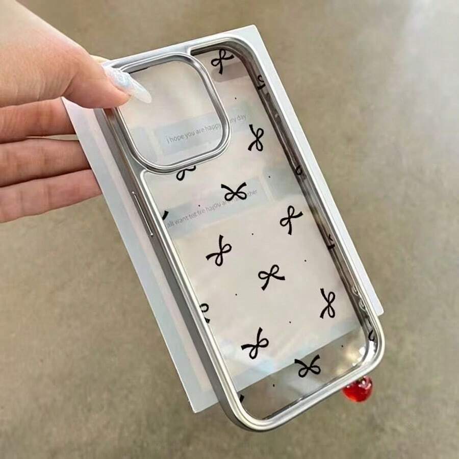 1个亮面波点黑色蝴蝶结个性化手机壳，兼容 16 Pro Max、17/16/15/14 Plus、13/12/11、Air - 彩色 - 查看 1