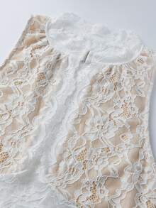 Women Y2K Lace Tank Top Floral Embroidery Sheer Mesh See Through Slim Fit Sleeveless Camisole Crop Tops - trắng - Xem 7