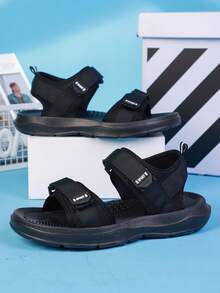 1双男士时尚夏季凉鞋，新款简约防滑透气鞋，耐穿沙滩鞋 - 黑色 - 查看 11