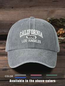 1pc/2pcs Embroidered CALIFORNIA 1685 LOS ANGELES Washed Baseball Cap, Outdoor Adjustable Sun Protection Casual Hat, Suitable For Spring/Autumn Travel, Beach Vacation, Y2K Style Youth Hat - Baseball Cap - View 4