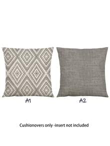 2pcs Decorative Pillow Covers, Geometric Pattern Cushion Covers, 100% Hypoallergenic Polyester Fiber Pillow Covers, Vintage Linen Material, Hidden Zipper Closure, Machine Washable, Minimalist Stylish Line Pattern, Home Decorative Pillow Covers, Sofa Living Room Bedroom Pillow Covers, No Pillow Insert - Grey - View 13