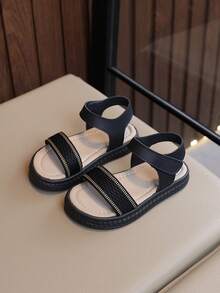 Kids' Breathable Mesh Sandals – Adjustable Hook And Loop Ankle Strap, Lightweight Soft Sole, Casual Summer Toddler Footwear - Black - View 1