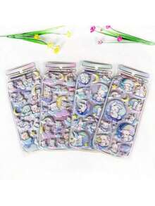 3D Schaumstoff Aufkleber, süßer Kaninchen Mond Cartoon, dicke aufgeblähte Aufkleber geeignet für Handwerk, DIY, Handyhülle, Notizbuch Dekoration - Verschiedenfarbig - Übersicht 2