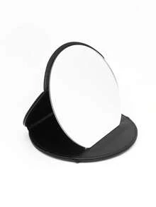 CHANEL Adjustable Makeup Mirror, Black Round Mirror With Leather Tilting Stand And Leather Protective Case - Black - View 9