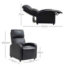 Reclining TV Armchair With Relaxation Function, In Black Faux Leather, Comfortable Lounge Chair For The Living Room And Relaxation - Black - View 3
