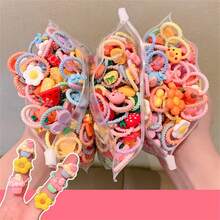50pcs Random Cartoon Cute Scrunchies, Sweet Style Hair Ties For Daily Use - Multicolor - View 9