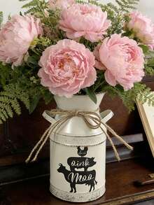 White Vase. Suitable For Bright Sunflower Bouquets, Paired With Succulents And Placed On A Wooden Windowsill, Using Natural Light To Create A Fresh And Lively Rustic Corner In The Home. - White Double-eared Pot - View 9