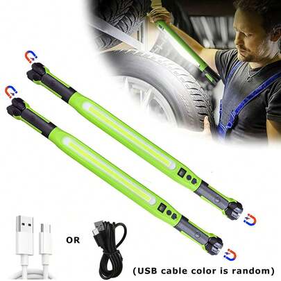 2条装 2026 磁吸式可充电 LED 工作灯条，引擎盖下照明灯，适用于汽车维修、车库、店铺和汽车美容，便携式无线故障灯，带强磁铁和挂钩