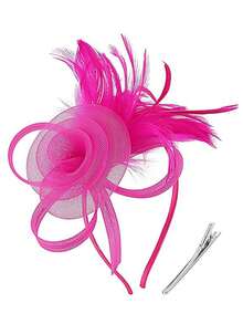 1 Peça Chapéu Fascinator Vintage Feminino dos Anos 20, 30 e 50, Headpiece com Véu Floral para Casamento, Chá da Tarde - Multicolorido - Visão 5